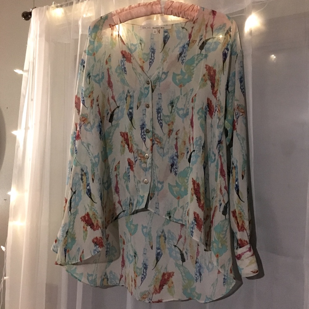 Elegant Feather Pattern Rachel Roy Blouse